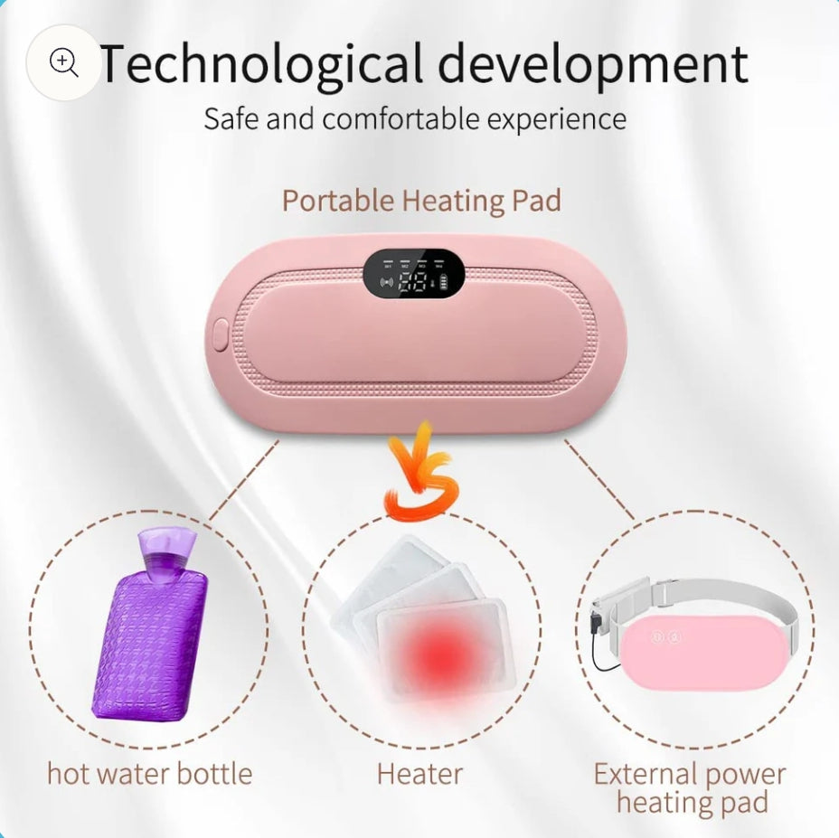 Portable Heating Pad for Period Cramp Relief, 4 Vibration Modes, 3 Heat Settings with LED Display