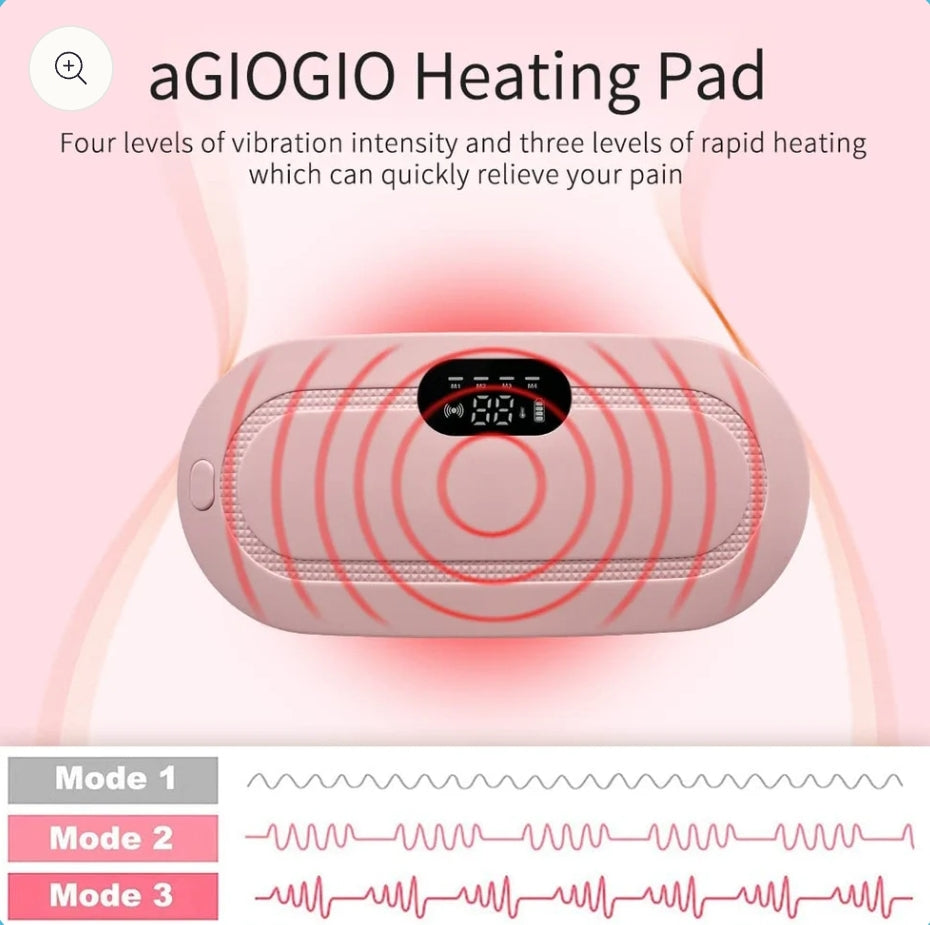 Portable Heating Pad for Period Cramp Relief, 4 Vibration Modes, 3 Heat Settings with LED Display